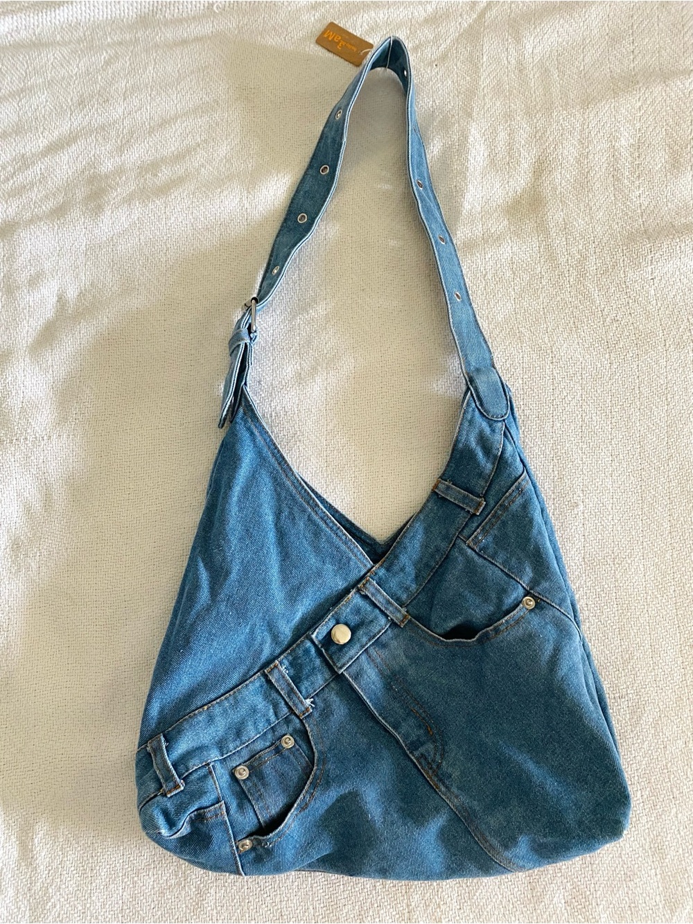 Denim Shoulder Hobo Bag in Blue - Picture 2 of 14